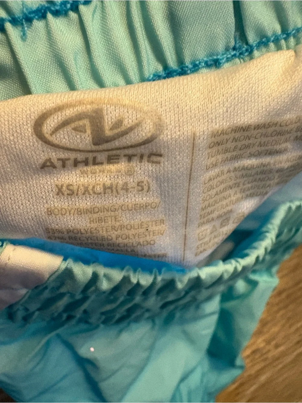 Light Aqua girls Athletic Running Shorts with White Trim